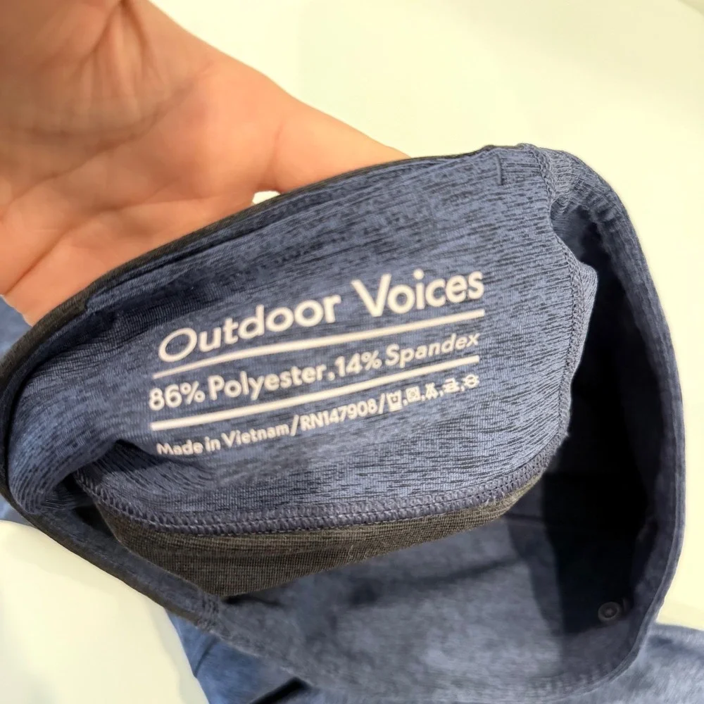 Outdoor Voices Navy‎ Blue Black Colorblock Heathered Cropped Leggings M Capri